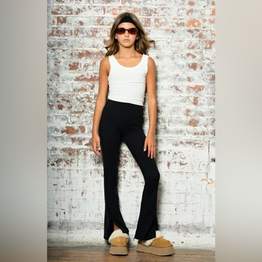 Katie j nyc girls Tween Paige Flared Leggings Size Small- Big Kids Black